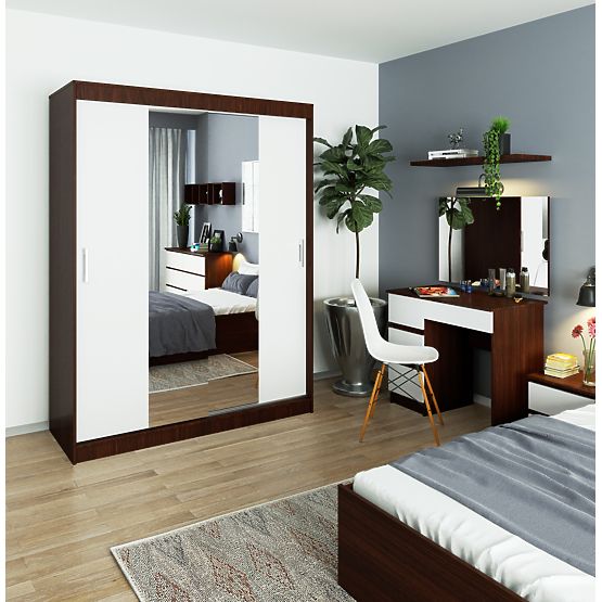 150 cm-es TOLÓSZEKRÉNY CLP WENGE / FEHÉR