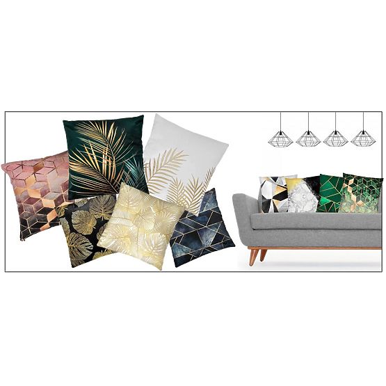 3D párnahuzat - arany páfrány