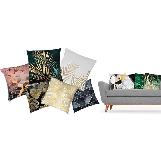 3D párnahuzat - zöld-arany