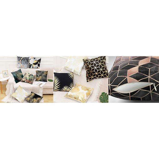 3D párnahuzat - zöld-arany