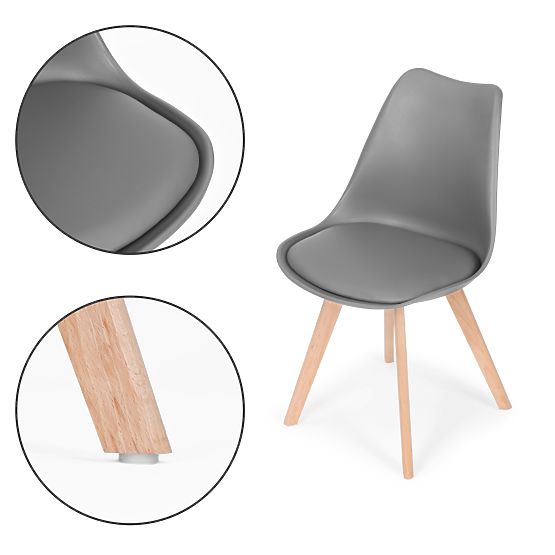 4 darabos szék szett nappaliba és étkezőbe párnával Szürke ModernHome