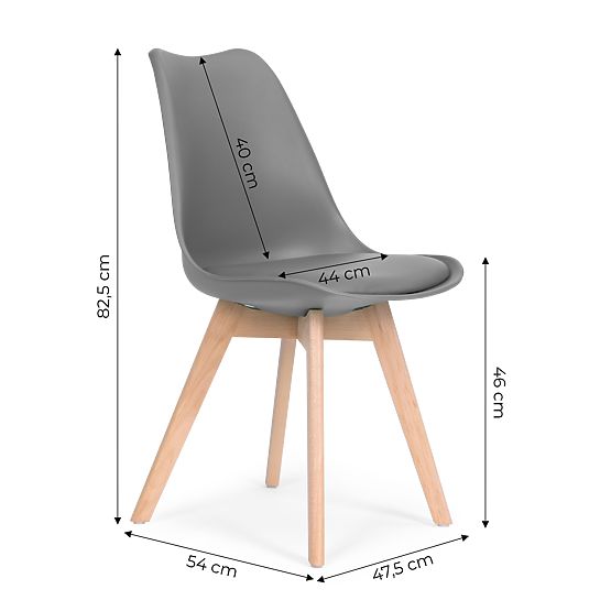 4 darabos szék szett nappaliba és étkezőbe párnával Szürke ModernHome