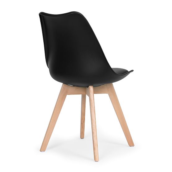 4 darabos szett nappali és étkező székekkel, ökobőr párnával Fekete ModernHome