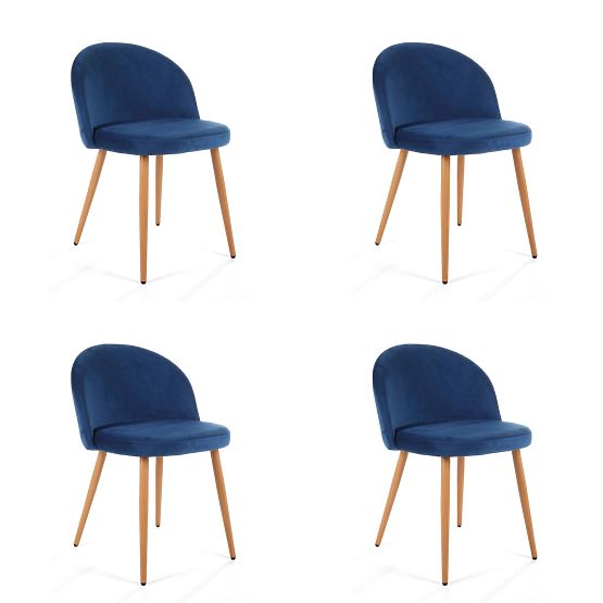 4 x Bársony kárpitozott szék SJ.075 Kék