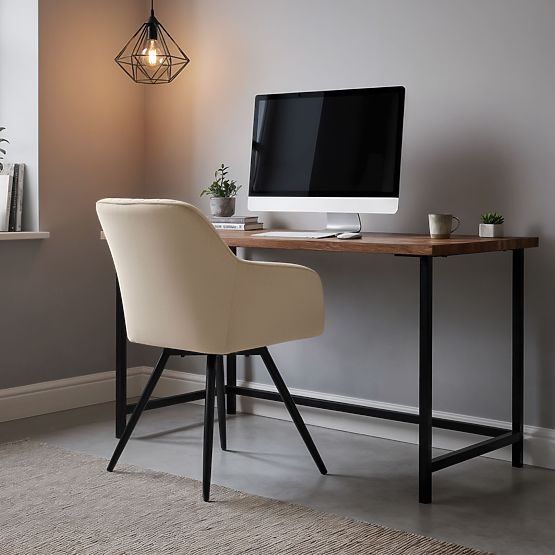 4x Bársony forgószék steppelésekkel Bézs TURNO Fekete lábak