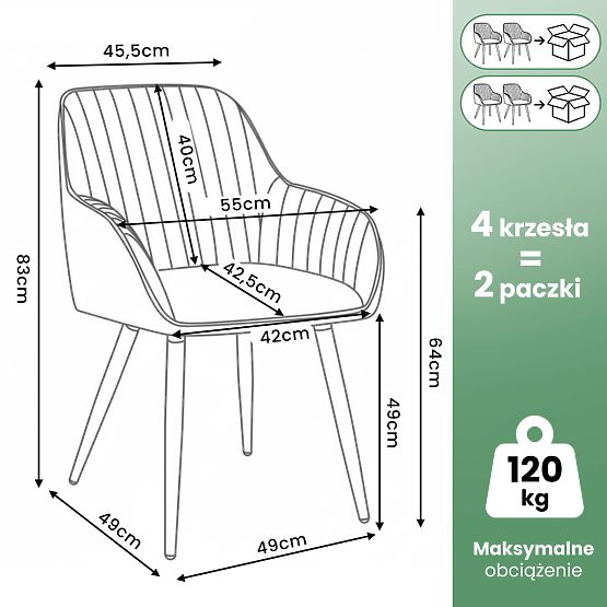 4x Bársony forgószék steppelésekkel Bézs TURNO Fekete lábak