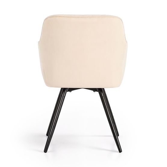 4x Bársony forgószék steppelésekkel Bézs TURNO Fekete lábak