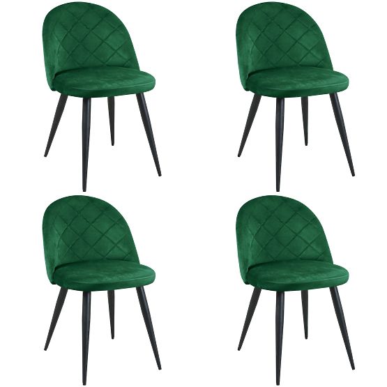 4x Bársony kárpitozott szék SJ.077 Palackzöld