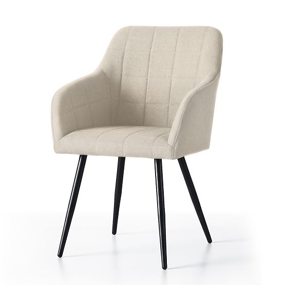 4x Kárpitozott szék négyzetes steppelés Bézs LUXANO Fekete lábak Lumos szövet