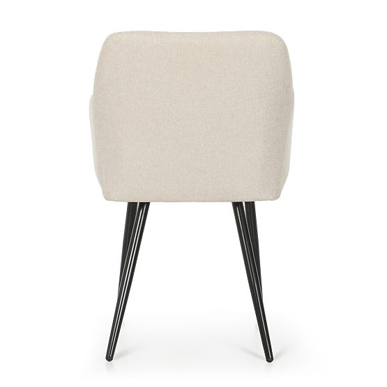 4x Kárpitozott szék négyzetes steppelés Bézs LUXANO Fekete lábak Lumos szövet