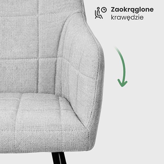 4x Kárpitozott szék négyzetes steppelés Világosszürke LUXANO Fekete lábak Lumos szövet