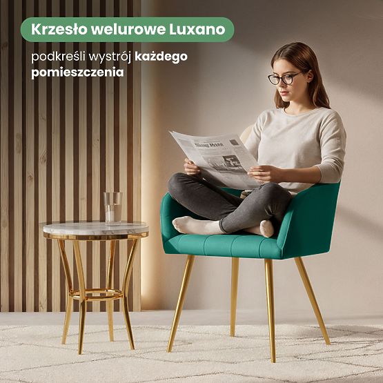 4x Kárpitozott szék négyzetes steppeléssel, Palackzöld LUXANO Arany lábak