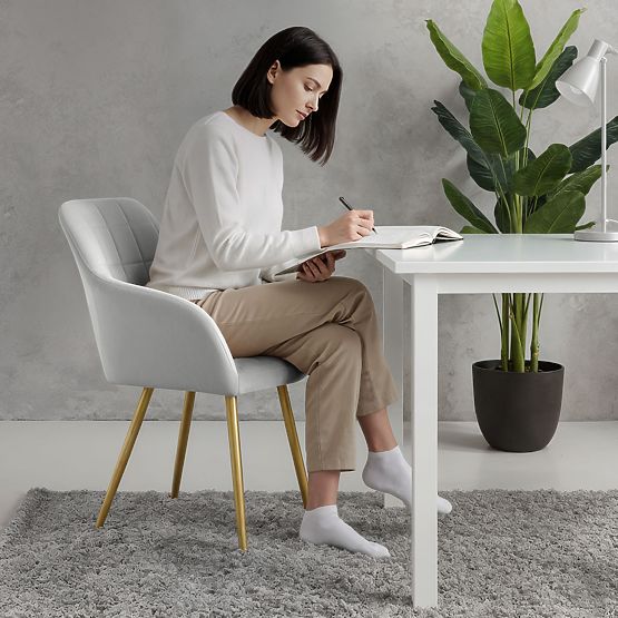 4x Kárpitozott szék négyzetes steppeléssel Szürke LUXANO Arany lábak