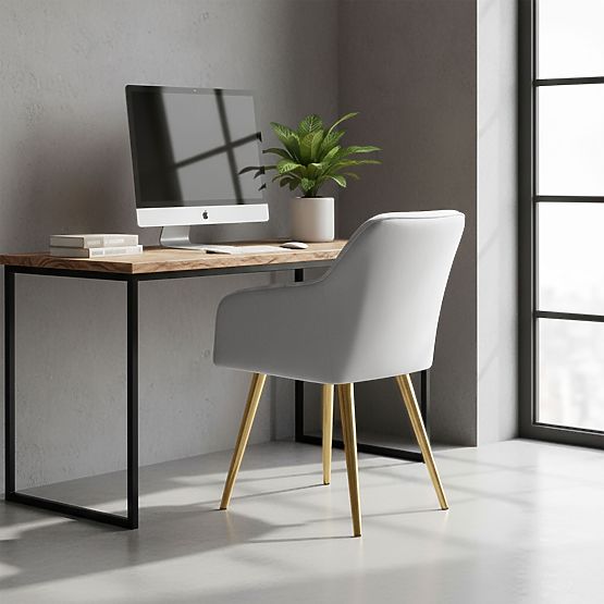 4x Kárpitozott szék négyzetes steppeléssel Szürke LUXANO Arany lábak