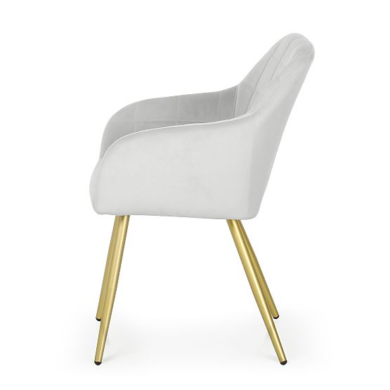 4x Kárpitozott szék négyzetes steppeléssel Szürke LUXANO Arany lábak