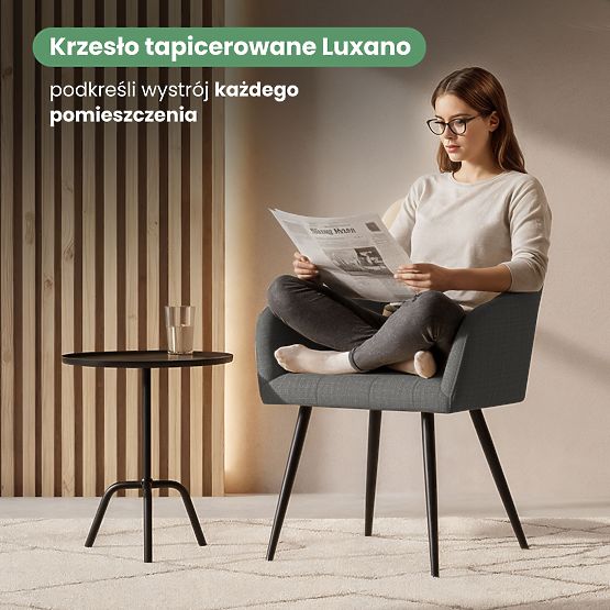 4x Kárpitozott szék négyzetes steppelésű Sötét Grafit LUXANO Fekete lábak Lumos szövet