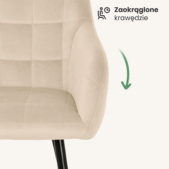 4x Kárpitozott szék négyzetes tűzéssel Bézs LUXANO Fekete lábak