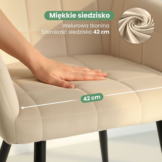 4x Kárpitozott szék négyzetes tűzéssel Bézs LUXANO Fekete lábak