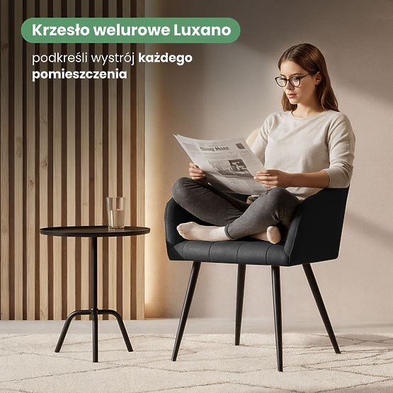 4x Kárpitozott szék négyzetes tűzéssel Fekete LUXANO Fekete lábak
