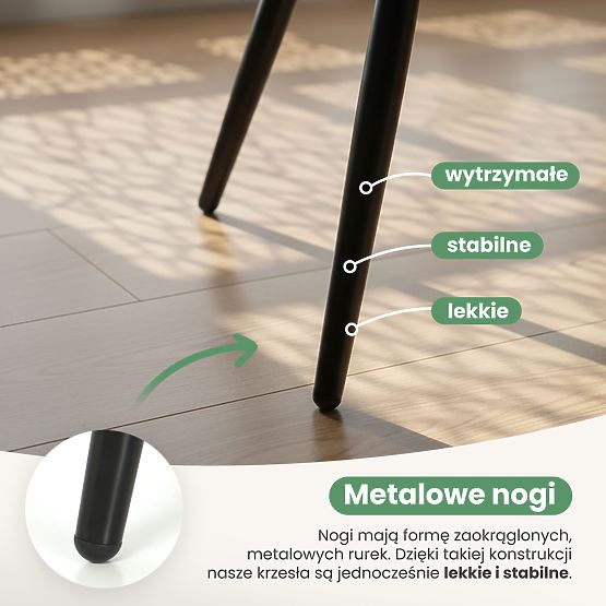 4x Kárpitozott szék négyzetes tűzéssel Krémszínű LUXANO Fekete lábak Lumos szövet