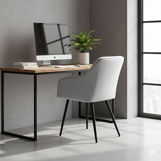 4x Kárpitozott szék négyzetes tűzéssel Szürke LUXANO Fekete lábak