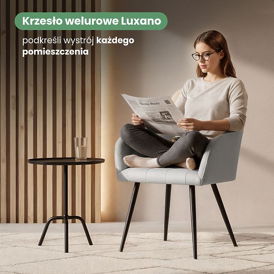 4x Kárpitozott szék négyzetes tűzéssel Szürke LUXANO Fekete lábak