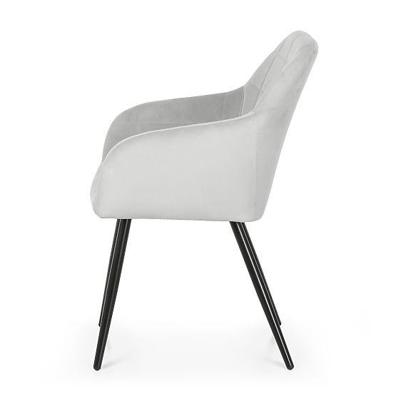 4x Kárpitozott szék négyzetes tűzéssel Szürke LUXANO Fekete lábak