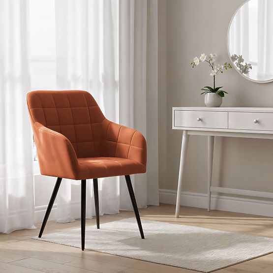 4x Kárpitozott szék négyzetes varrással Réz LUXANO Fekete lábak