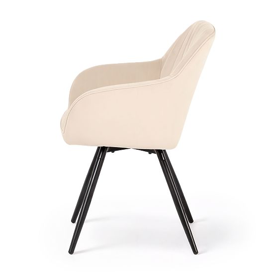 6x Bársony forgószék varrással Bézs TURNO Fekete lábak