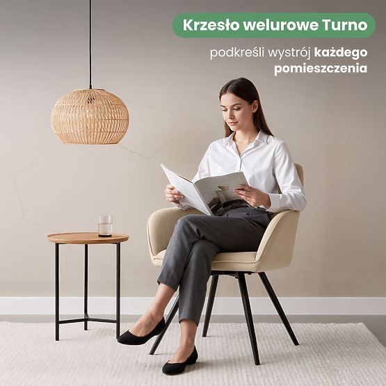 6x Bársony forgószék varrással Bézs TURNO Fekete lábak