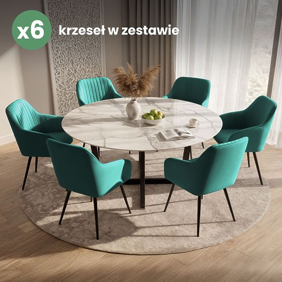 6x Bársony kárpitozott szék varrással Palackzöld FLORENCE Fekete lábak