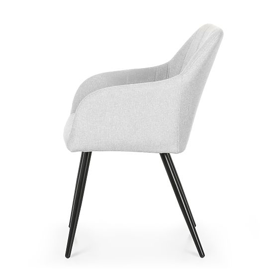 6x Kárpitozott szék négyzetes steppeléssel Világosszürke LUXANO Fekete lábak Lumos szövet