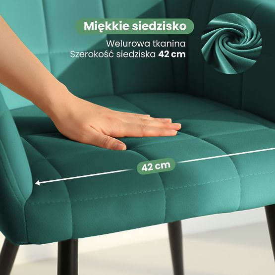 6x Kárpitozott szék négyzetes steppelésű Palackzöld LUXANO Fekete lábak