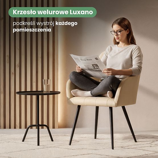 6x Kárpitozott szék négyzetes tűzéssel Bézs LUXANO Fekete lábak