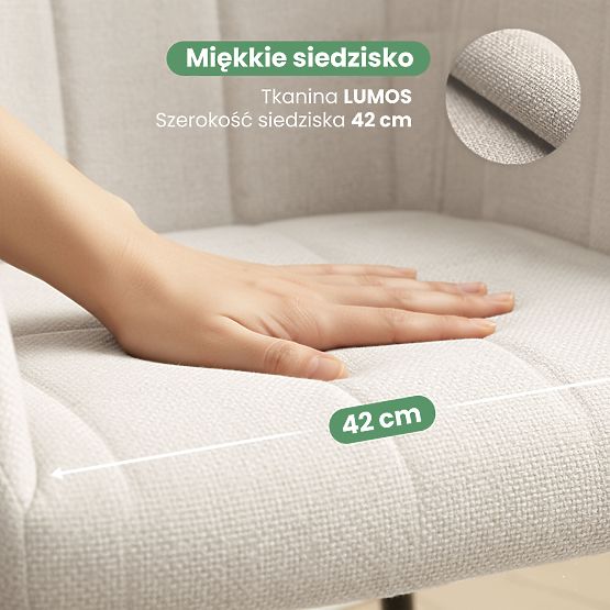 6x Kárpitozott szék négyzetes varrással Krém LUXANO Fekete lábak Lumos szövet