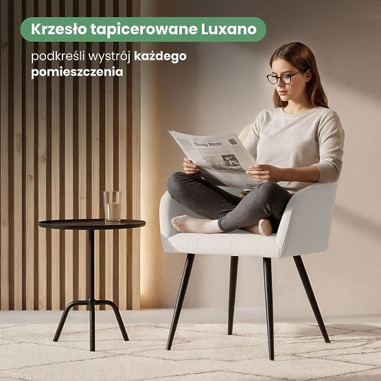 6x Kárpitozott szék négyzetes varrással Krém LUXANO Fekete lábak Lumos szövet