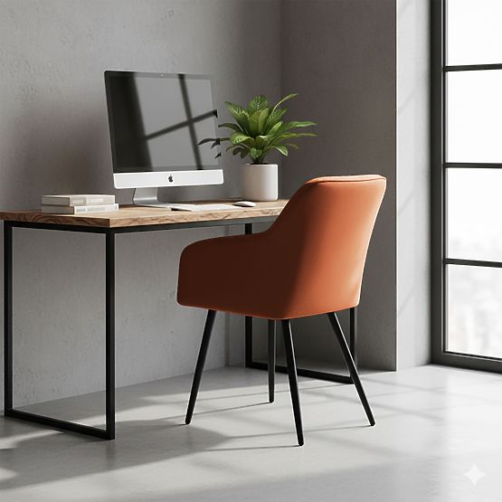 6x Kárpitozott szék négyzetes varrással Réz LUXANO Fekete lábak