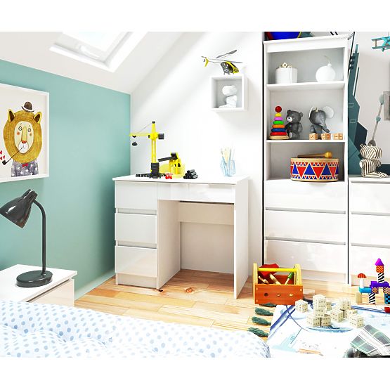 A-7 CLP ÍRÓASZTAL FEHÉR FÉNYES BALOS