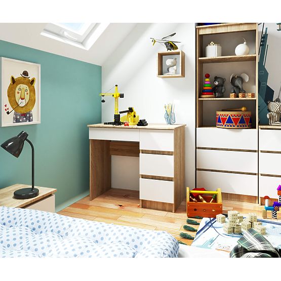 A-7 CLP ÍRÓASZTAL SONOMA / FEHÉR JOBBOS