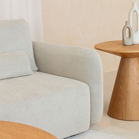 Abisko oldalasztal, 60 cm, kerek, természetes tölgy furnér