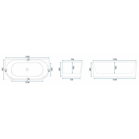 Akrilát fali kád VENETA 170 cm