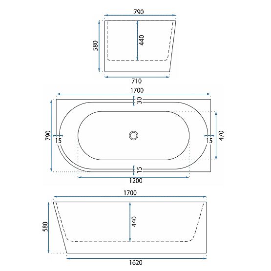 Akrilát Sarokkád BELLANTO SLIM 170 Jobb