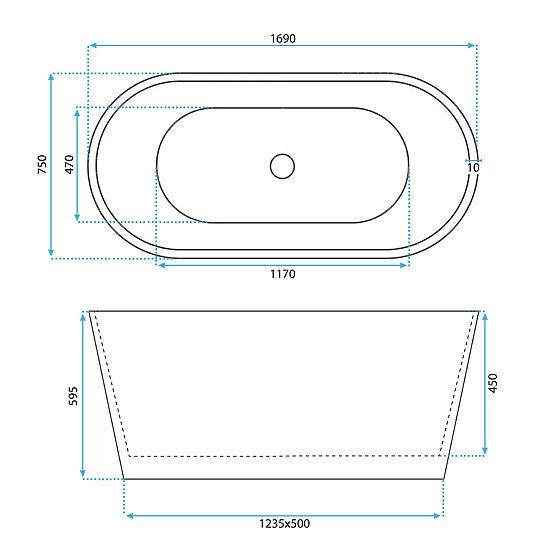 Akrilát szabadon álló kád ROMA 170