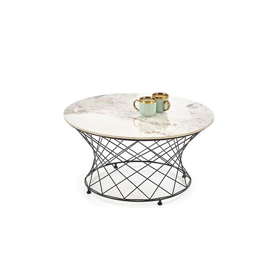 ALESSIA dohányzóasztal, bézs márvány / fekete (2p=1ks)