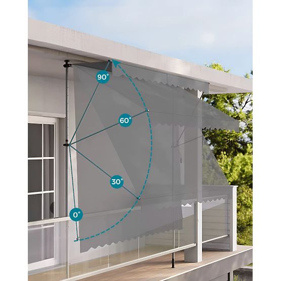 Állítható magasságú, vízálló erkély napellenző kézi hajtókarral