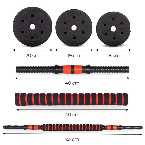 Állítható súlyzók 2 x 10kg súlyzó készlet 20kg tengely