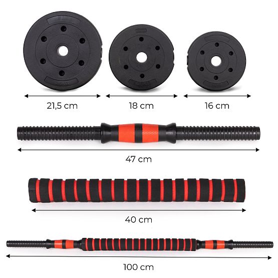 Állítható súlyzók 2 x 15kg súlyzó készlet 30kg rúd