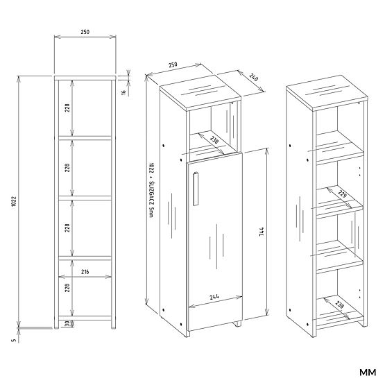 ALVO 1D FEHÉR FÜRDŐSZOBAI SZEKRÉNY 4 POLC 1 AJTÓ FÜRDŐSZOBAI SZEKRÉNY