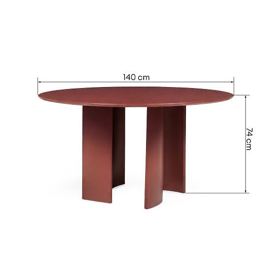 Amarello kerti asztal 140 cm, alumínium, kerek, borvörös barna