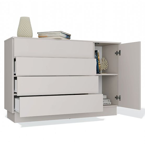 AMBER 1D4S Komód 1 Ajtó 4 Fiók Hálószobába Nappaliba KAŠMÍR Bézs